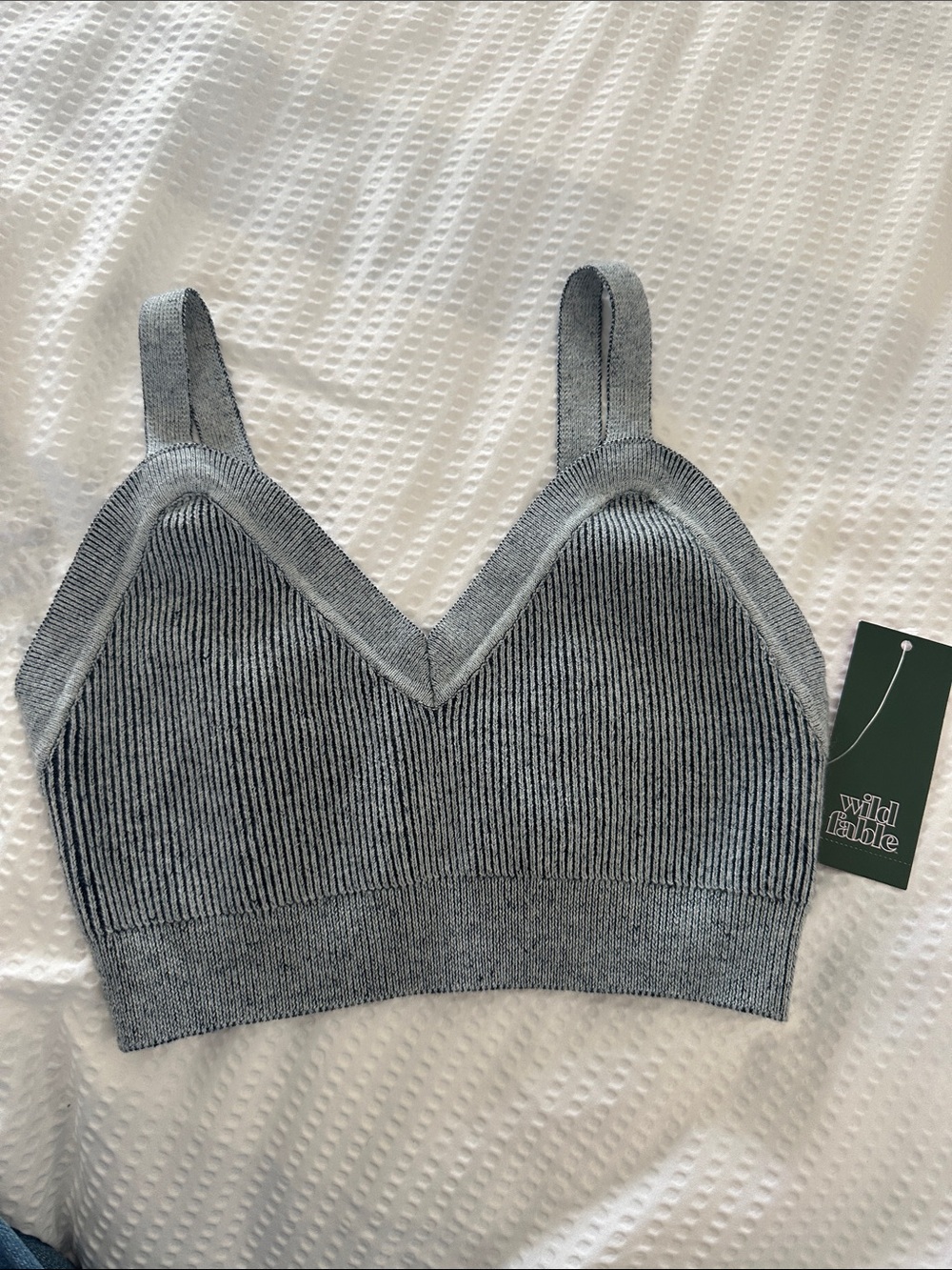 wild fable Ribbed V-Neck Bralette in Heather Gray